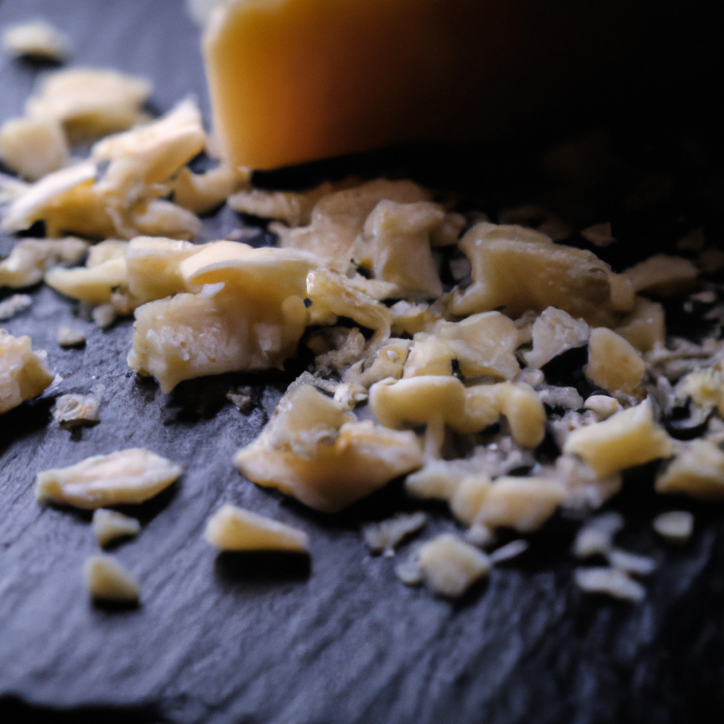 Morceau de parmesan avec copeaux